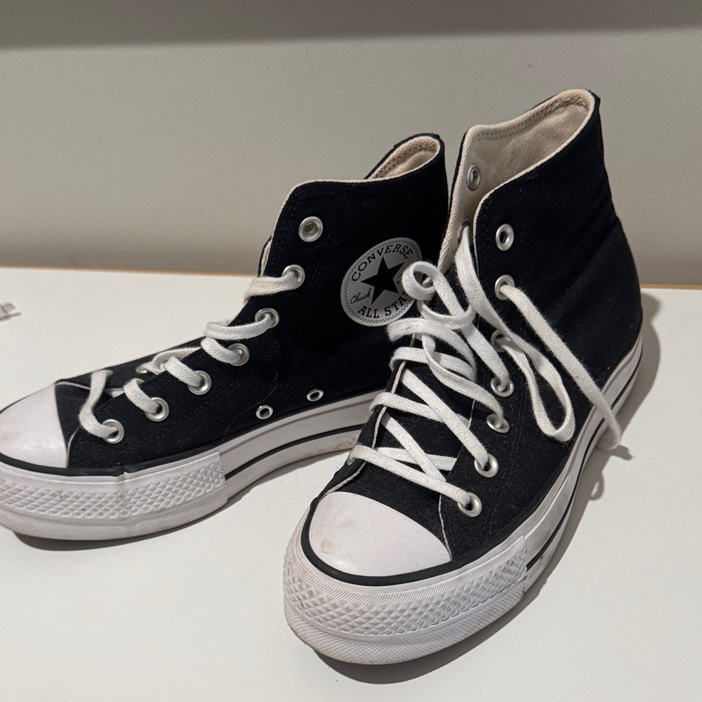 Converse Black Canvas High-Tops with White Accents